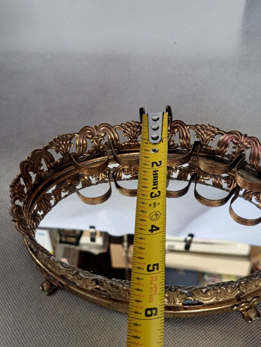 Hollywood Regency Vanity Mirror w/Lipstick Holders - Picture 4 of 14